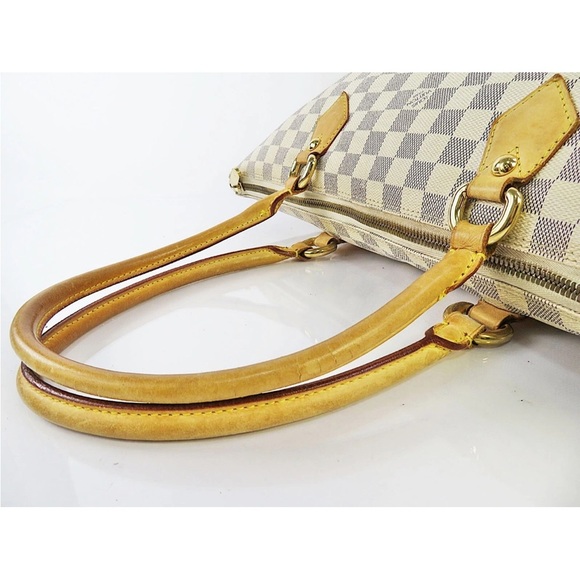 Louis Vuitton White and Tan Checkered Tote - Picture 8 of 16